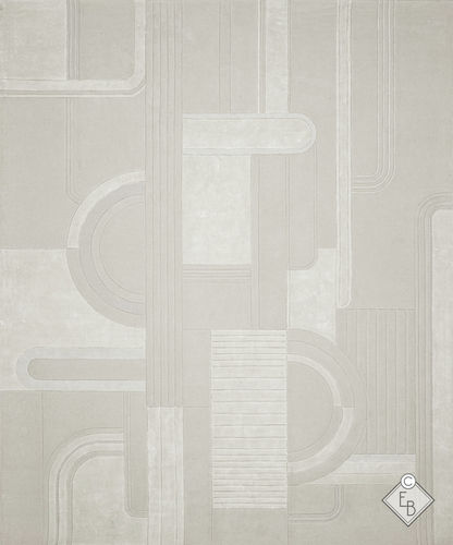 Moderner Teppich - MAYER SELENITE - Edition Bougainville - mit geometrischen Motiven / PET / Wolle