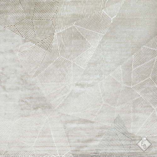 Moderner Teppich - ROCKEFELLER FOG - Edition Bougainville - Streifenmuster / mit geometrischen Motiven / PET