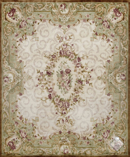 Traditioneller Teppich - BAGATELLE STANDARD - Edition Bougainville - Blumenmotive / PET / Wolle