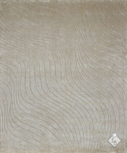 Moderner Teppich - EMBAJADORES BEIGE - Edition Bougainville - Streifenmuster / Seide / rechteckig