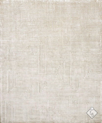 Moderner Teppich - HORNSTULL BEIGE - Edition Bougainville - Streifenmuster / Wolle / Seide