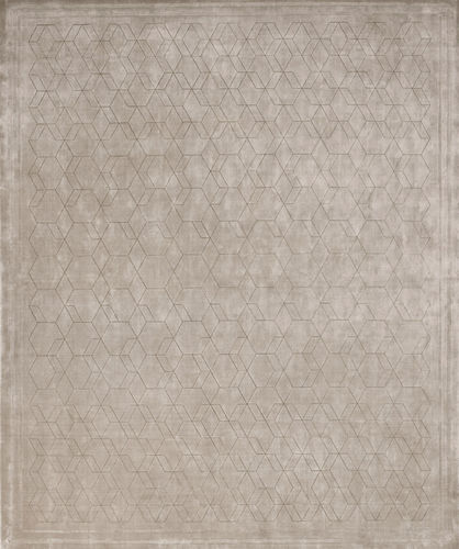 Moderner Teppich - LA ROMA LATTE - Edition Bougainville - mit geometrischen Motiven / Wolle / Seide
