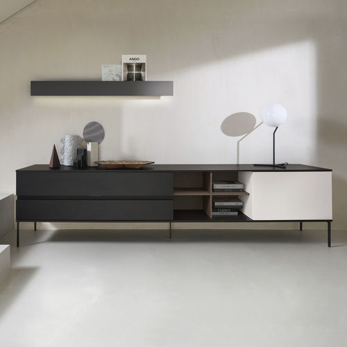 Modernes Sideboard - ZALF spa - aus lackiertem Metall / mit Regal / mit integrierter Beleuchtung