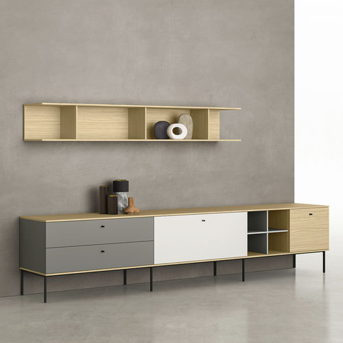 Wandmontiertes Sideboard - ZALF spa - modern / melaminbeschichtet / mit Regal