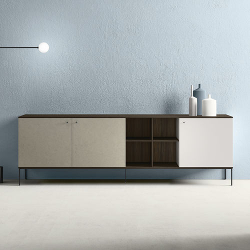 Modernes Sideboard - ZALF spa - aus lackiertem Metall / mit Regal / mit Schwingtür