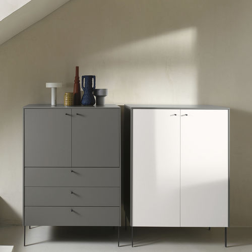 Hohes Sideboard - ZALF spa - modern / aus lackiertem Metall / mit Schubladen