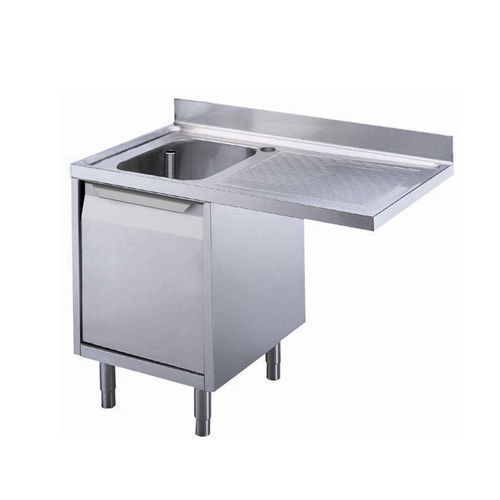 Einbeckenspüle - 132928 - ZANUSSI PROFESSIONAL - mit Abtropffläche / Edelstahl / mit Sockel