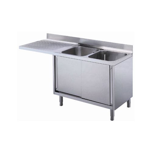 Doppelbeckenspüle - 132930 - ZANUSSI PROFESSIONAL - mit Abtropffläche / Edelstahl / mit Sockel