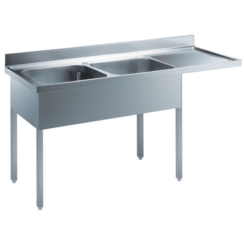 Doppelbeckenspüle - 132938 - ZANUSSI PROFESSIONAL - mit Abtropffläche / Edelstahl / mit Sockel