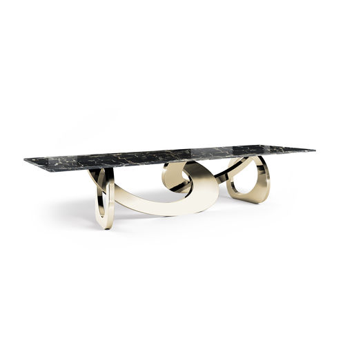 Moderner Esstisch - BANGLES - Barberini & Gunnell - polierter Edelstahl / Marmor / rechteckig
