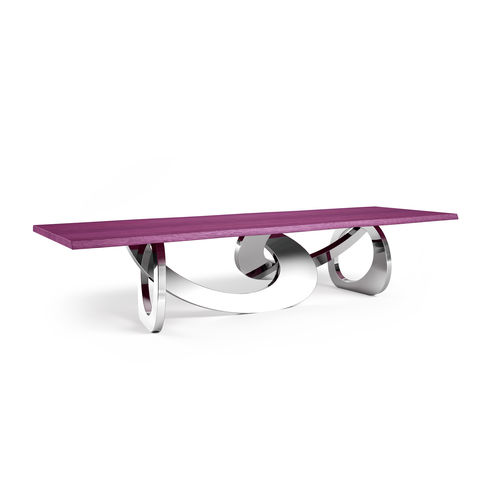 Moderner Esstisch - BANGLES - LIMITED EDITION OF 15 - Barberini & Gunnell - Massivholz / Amaranth / polierter Edelstahl