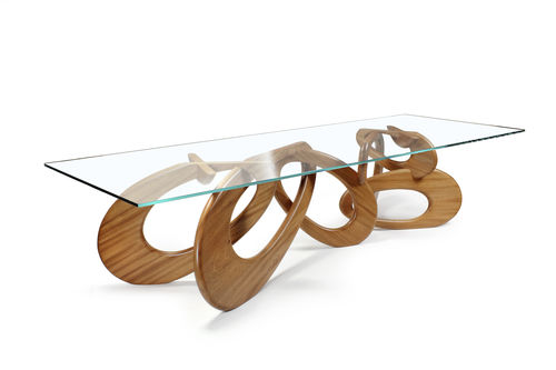 Moderner Esstisch - CHAINED UP RELOADED - Barberini & Gunnell - Massivholz / Mahagoni / Hartglas