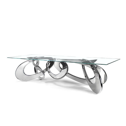 Esstisch / originelles Design - CHAINED UP STEEL - LIMITED EDITION OF 10 - Barberini & Gunnell - Glas / Edelstahl / rechteckig