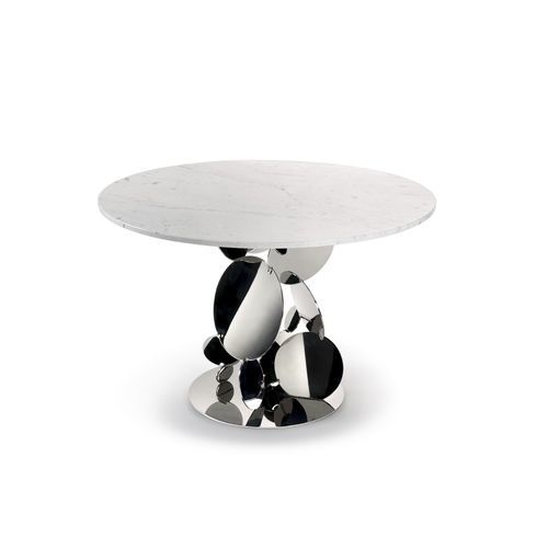 Designtisch / originell - Flake - Barberini & Gunnell - Marmor / Gestell aus poliertem Edelstahl / rund