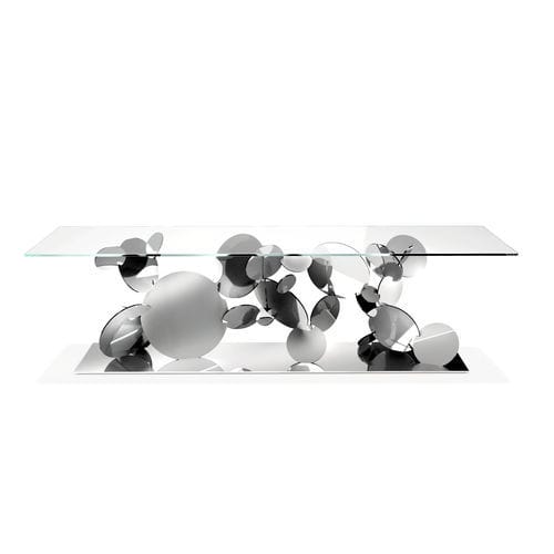 Esstisch / originelles Design - Flake - Barberini & Gunnell - Hartglas / Kristall / Gestell aus poliertem Edelstahl