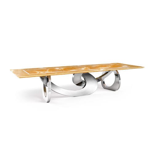 Esstisch / originelles Design - BANGLES STONE - Barberini & Gunnell - Marmor / Gestell aus poliertem Edelstahl / rechteckig