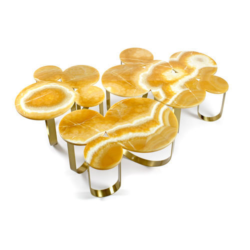 Couchtisch / originelles Design - Cloud - Barberini & Gunnell - Marmor / Onyx / Gestell aus Messing