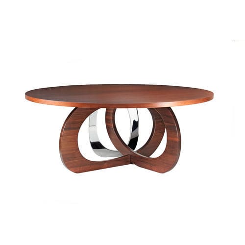 Esstisch / originelles Design - Kelowna - Barberini & Gunnell - Nussbaum / Gestell aus Massivholz / Gestell aus poliertem Edelstahl