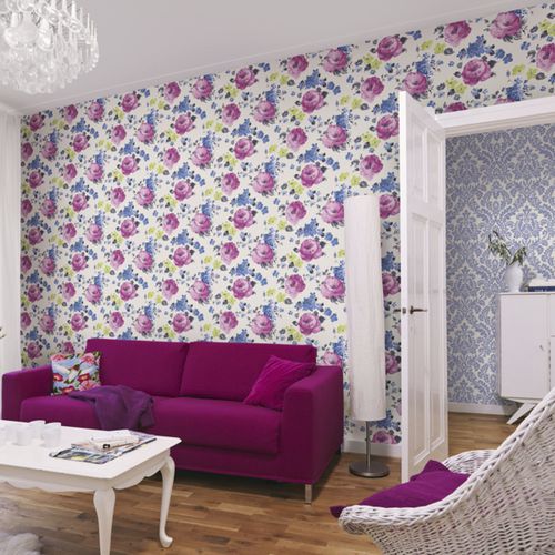 Moderne Tapete - FLORENTINE - Rasch - Blumenmotiv / einfarbig / Vlies