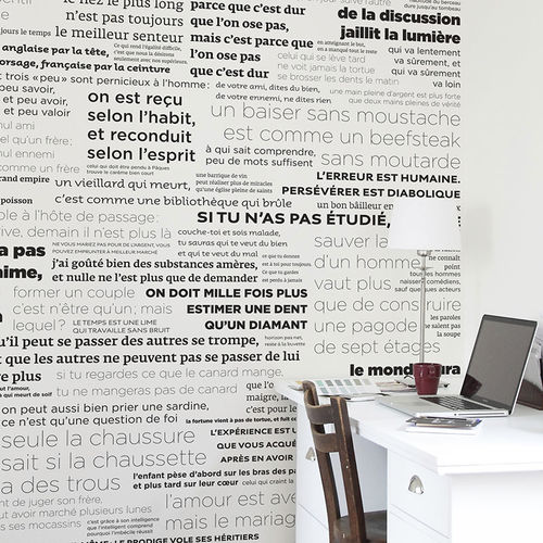 Moderne Tapete - Papier peint PROVERBES en Noir et Blanc Panoramique - Ohmywall - Panorama / Tapetenoptik / weiß