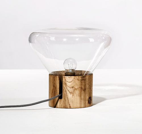 Tischlampe - MUFFINS - BROKIS - Eiche / Glas / geblasenes Glas