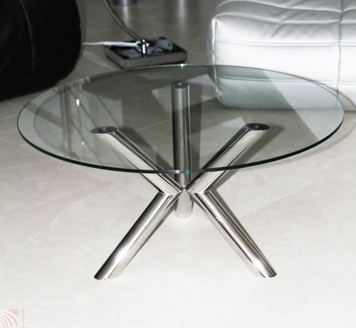 Moderner Couchtisch - PIRBA - Glas / Edelstahl / rund