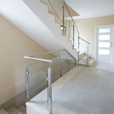 Edelstahlgeländer - MD. PIN 4 - PIRBA - Glasplatten / für den Innenraum / für Treppen