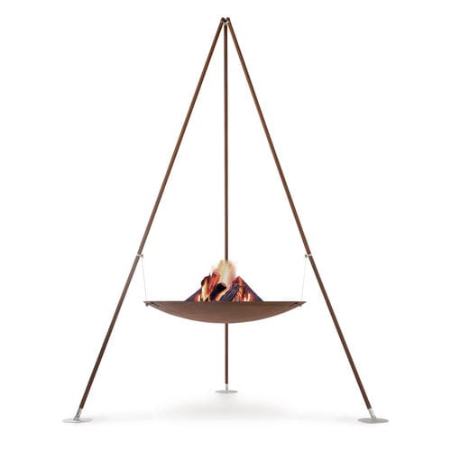 Garten-Feuerstelle / Holz - Tripee - Ak47 Design - Stahl / rund / mit Grill