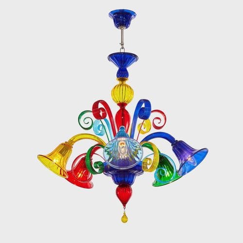 Kronleuchter / venezianischer Stil - ARLECCHINO DOWNWARD - Sogni di Cristallo - Muranoglas / geblasenes Glas / 6 Glühbirnen