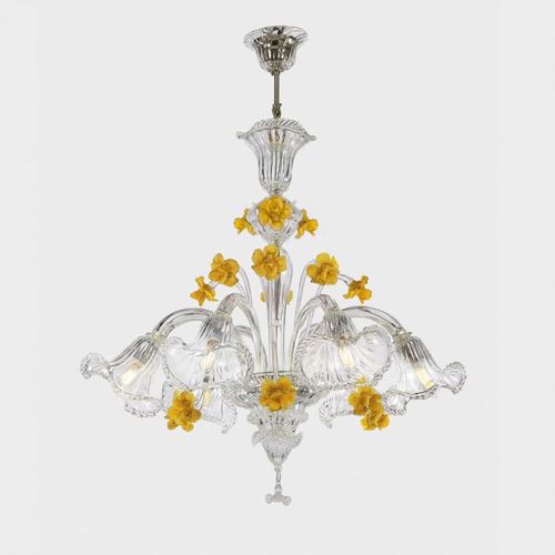 Klassischer Kronleuchter - EURIDICE ORIGINAL EDITION - Sogni di Cristallo - Muranoglas / geblasenes Glas / 6 Glühbirnen