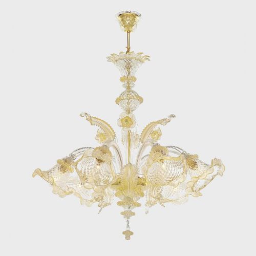 Klassischer Kronleuchter - GOLD ATENA - Sogni di Cristallo - Muranoglas / 6 Glühbirnen / 8 Glühbirnen