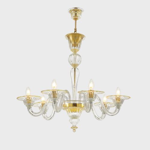 Klassischer Kronleuchter - GOLD PROTEO - Sogni di Cristallo - Muranoglas / geblasenes Glas / 6 Glühbirnen