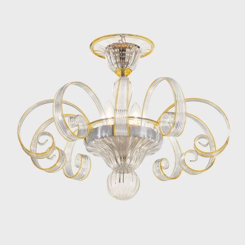 Klassische Deckenleuchte - MERCURIO WITH CURLS - Sogni di Cristallo - geblasenes Glas / Muranoglas / LED