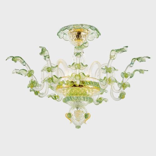 Klassische Deckenleuchte - APOLLO DEI DOGI WITH LEAVES - Sogni di Cristallo - Muranoglas / LED / handgefertigt