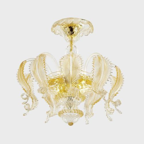 Klassische Deckenleuchte - ATENA WITH GOLD LEAVES  - Sogni di Cristallo - Muranoglas / LED / handgefertigt