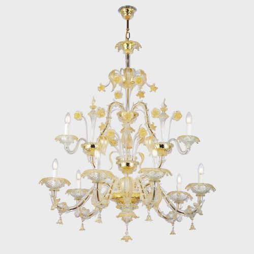 Klassischer Kronleuchter - CA' REZZONICO GOLD  - Sogni di Cristallo - Muranoglas / 6 Glühbirnen / 8 Glühbirnen