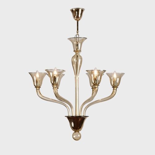 Moderner Kronleuchter - RAMPANTE - Sogni di Cristallo - Muranoglas / geblasenes Glas / 6 Glühbirnen