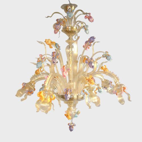 Klassischer Kronleuchter - VAN GOGH IRIS GOLD - Sogni di Cristallo - Muranoglas / 6 Glühbirnen / für Gewerbegebrauch