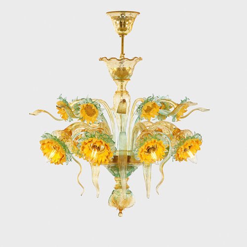 Klassischer Kronleuchter - Van Gogh Girasoli - Sogni di Cristallo - geblasenes Glas / 6 Glühbirnen / 8 Glühbirnen