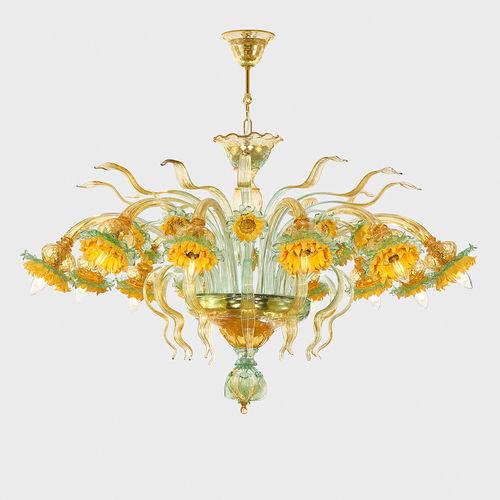 Klassische Deckenleuchte - VAN GOGH GIRASOLI DELUXE - Sogni di Cristallo - rund / geblasenes Glas / Muranoglas