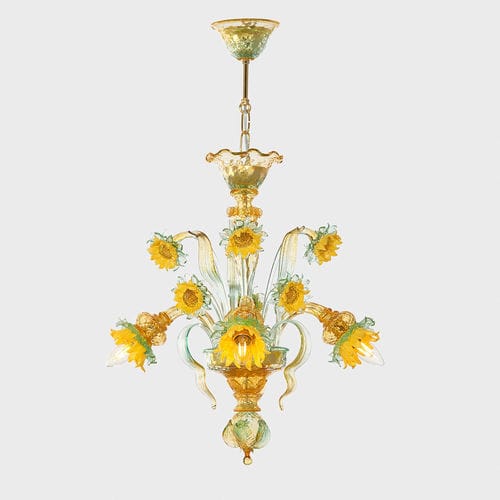 Klassischer Kronleuchter - VAN GOGH GIRASOLI MIGNON - Sogni di Cristallo - geblasenes Glas / 3 Glühbirnen / für Gewerbegebrauch
