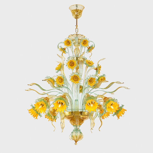 Klassischer Kronleuchter - VAN GOGH GIRASOLI - Sogni di Cristallo - geblasenes Glas / 6 Glühbirnen / 8 Glühbirnen