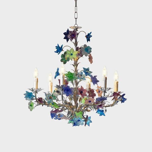 Klassischer Kronleuchter - SILVER DESIDERIA - Sogni di Cristallo - Muranoglas / geblasenes Glas / Schmiedeeisen