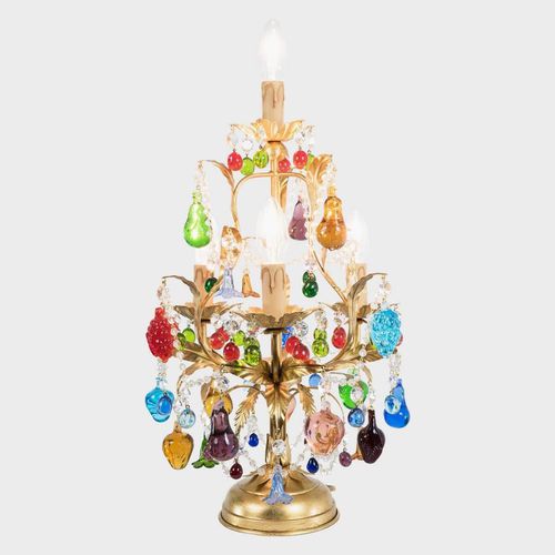 Tischlampe - MANDRAGOLA - Sogni di Cristallo - Schmiedeeisen / geblasenes Glas / Muranoglas