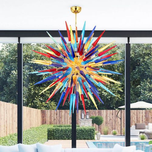 Moderner Kronleuchter - STARBURST MULTICOLOR - Sogni di Cristallo - Muranoglas / geblasenes Glas / 12 Glühbirnen
