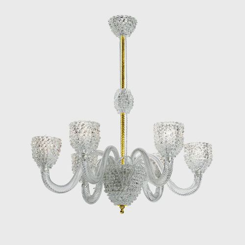 Klassischer Kronleuchter - GAUDENTE - Sogni di Cristallo - Muranoglas / geblasenes Glas / 6 Glühbirnen