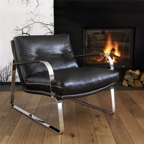 Sessel / skandinavisches Design - SHABBY - Conform - Leder / Stoff / Chrom