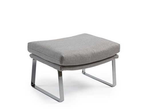 Moderner Fußschemel - SHABBY - Conform - Chrom / Leder / Stoff