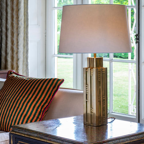 Tischlampe - HUDSON - VAUGHAN - Messing / Leinen / modern