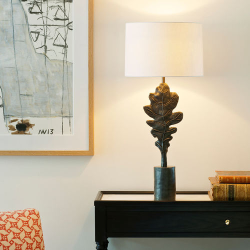 Tischlampe - POLESDEN - VAUGHAN - Messing / Bronze / Leinen